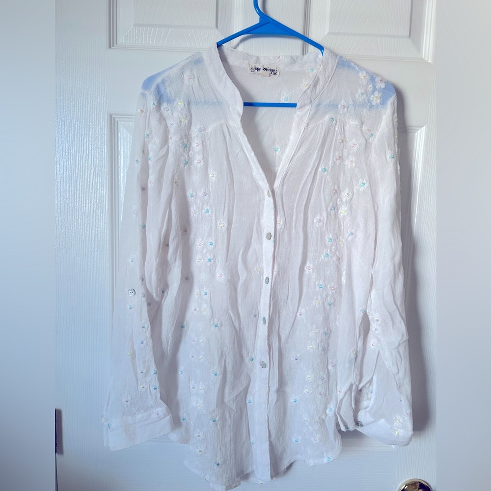 Hope Springs Sheer White Blouse